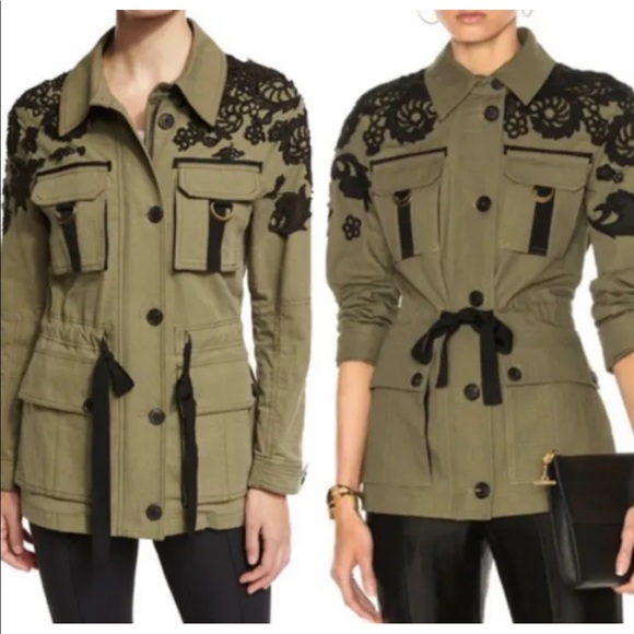 Veronica Beard Jackets & Blazers - Veronica Beard Heritage Utility Jacket Lace 4 Green Military Coat Blazer Button